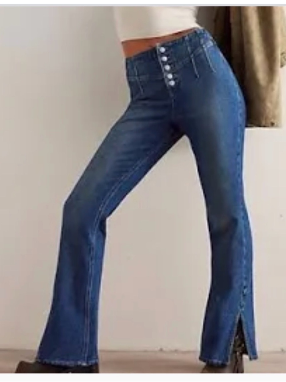 We the Free 33 CRVY Nix Corset High-Rise Button-Fly split hem plus size Jean
